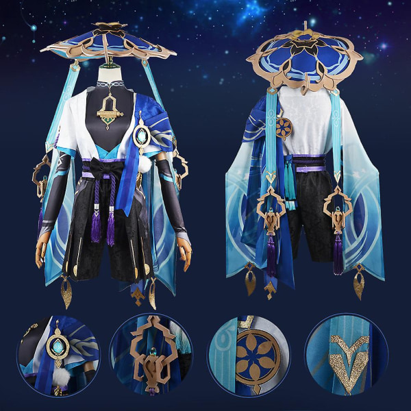 Scaramouche Cosplay Genshin Impact Kostume Paryk Anime Halloween Genshin Cosplay Wanderer Kostume Uniform Herr Suits Z Suits M