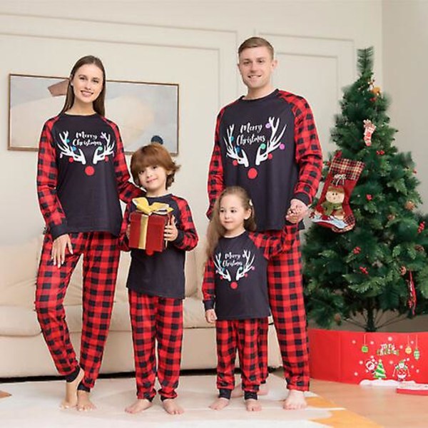 Familj Matchande Vuxna Barn Jul Pyjamas Xmas Nattkläder Pyjamas Pjs Set Dad L