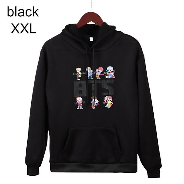 BTS Hoodies Efterårstrøjer SORT black V black XXL