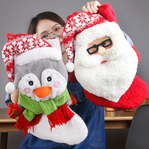 Stor julstrumpa Santa Claus strumpor Godis presentpåse style 1