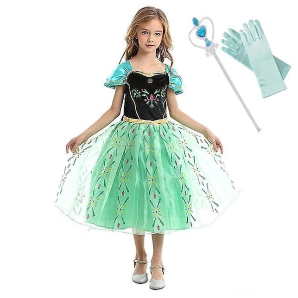 Anna princess klänning + spö & handskar 140cl