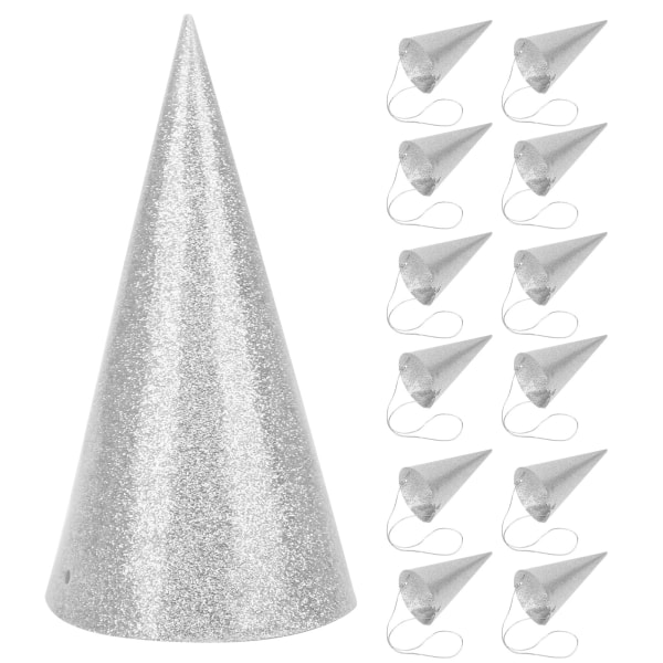 Cone Birthday Hats Funny Children Party Crown Glitter Party Hat Decoration SuppliesSilver