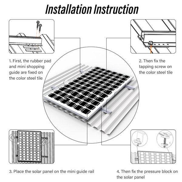 Solpanelmonteringsfäste Set Aluminiumlegering Stabil Fästning Solpanel PV Monteringsställ Rack