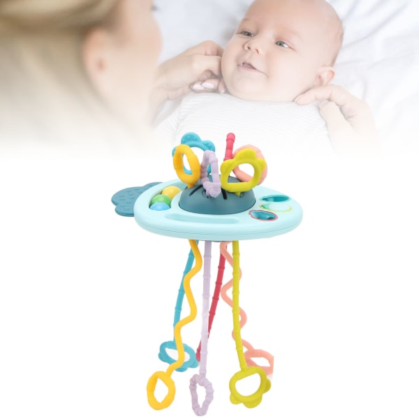 Rädisa Dragsträng Bandningsaktivitet Sensorisk leksak Pussel Tidig utbildning Baby Spädbarn Småbarn Bringningsleksak Blå