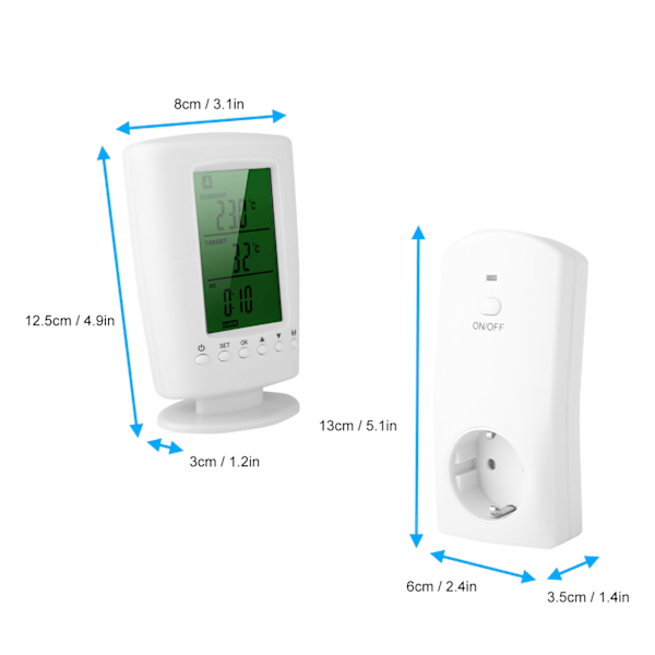 Programmerbar Trådløs Termostat & Stikkontakt Husholdnings Intelligent Stikkontakt (EU 110-240V)