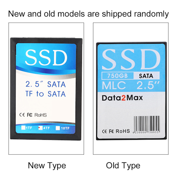 4x Lille Hukommelseskort/ Hukommelseskort til SATA Adapter SATA HDD / SSD