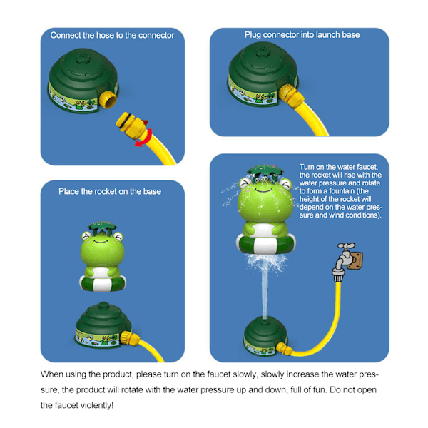 Utomhus Cartoon Flygande Vattenspray Snurrande Leksak Raket Utomhus Sprinkler Leksak Lyftande Sprinkler Leksaker EU-kontakt Grodbas