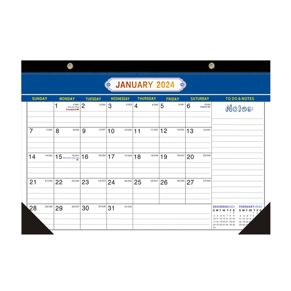 Väggkalender, jan. 2024 - jun. 2025, Väggkalender med tjock