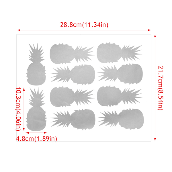 10Pcs/Set Cute Pineapple Pattern Wall Stickers Decals for Kids Children Room DIY Decor(Silver)