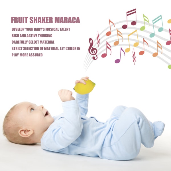 Frukt Shaker Maraca Lärande Resurs Plast Percussion Former Frukt Shaker Set för 6+ Månader(Citron )