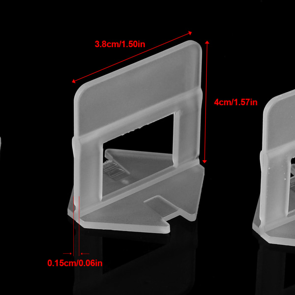 100 st/ set Plast engångsgolv Vägg Keramiska plattor Nivelleringsklämmor Distanser Plattverktyg (1,5 mm)