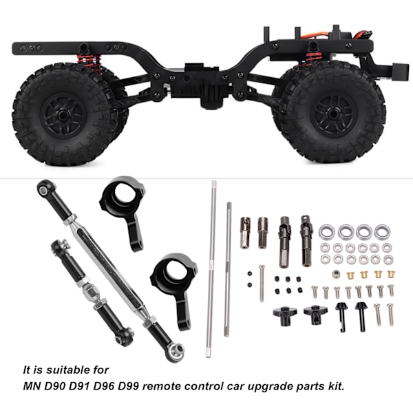 RC Metall-axeltillbehörssats för MN D90 D91 D96 D99 Fjärrkontrollbil Uppgraderingsdelar Svart