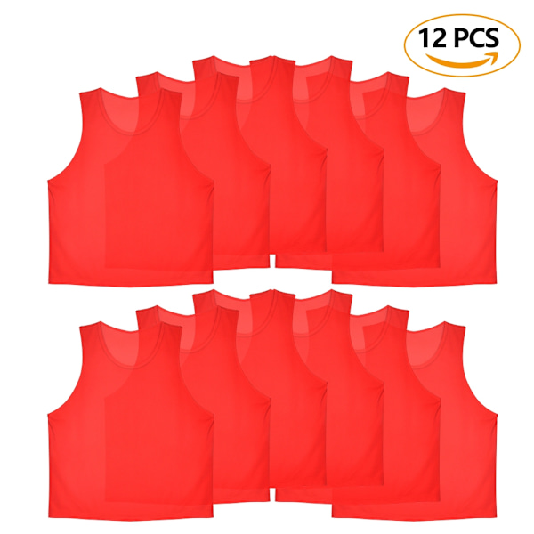 12Pcs Kids Jerseys Scrimmage Training Vests Football Vest Mesh Breathable Bibs for Volleyball S