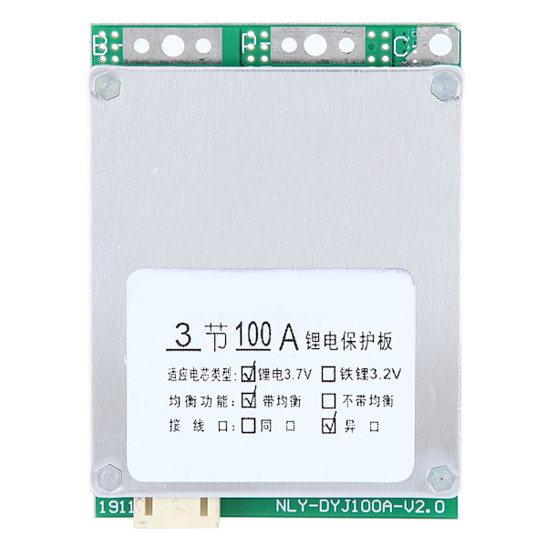 3S 12V 100A litiumakun suojapiiri BMS PCB-levy tasapainotetulla latauksella