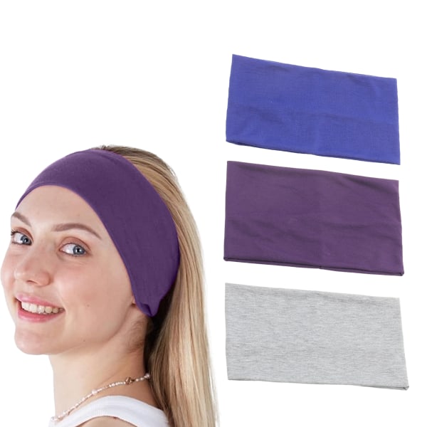 3-pack pannband för kvinnor Halkfri turban hårinpackning elastisk