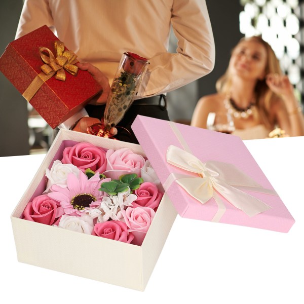 Simulering Flower Bad Soap Kvinnor Utsökt Flower Soap Presentbox för födelsedag Alla hjärtans dag Jul Rosa