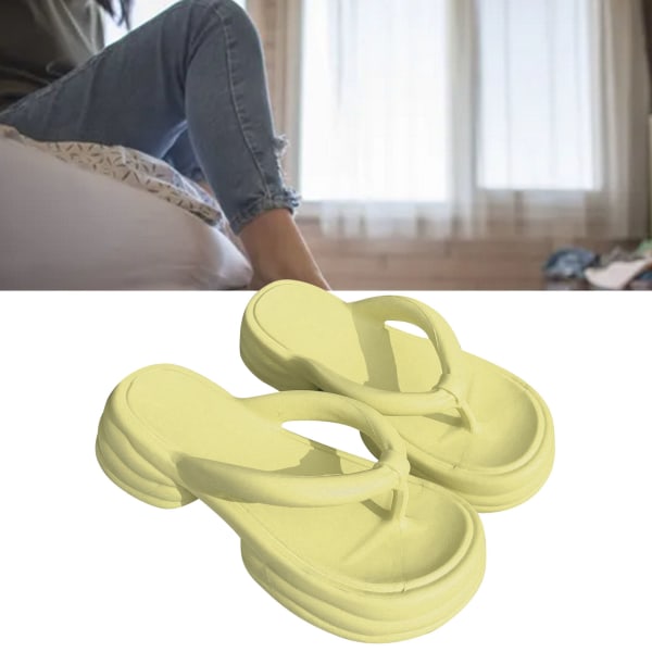 Kvinder Sommer EVA Flip Flops Casual Elegant Ensfarvet Tyk Solet Strand Tøfler Sandaler til Ferie Matcha Grøn 36‑37