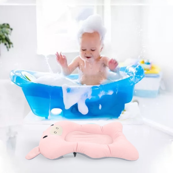 Baby badstöd kudde flytande justerbar säker mjuk badkudde för spädbarn dusch rosa