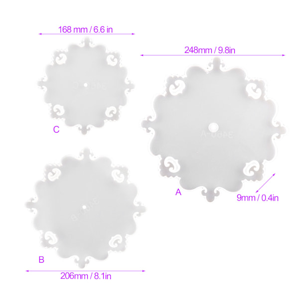 3 stk. Silikoneforme Europæisk stil 3 lag Laciness Casting Resin Form Holdbar Genanvendelig Nem Afstøbning DIY Fremstilling