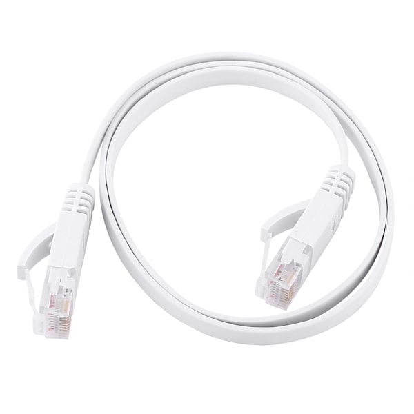 RJ45 CAT6 Ethernet nettverkskabel, flat LAN-kabel, UTP patch-kabel for ruter, 1000M hvit, 0,5 meter