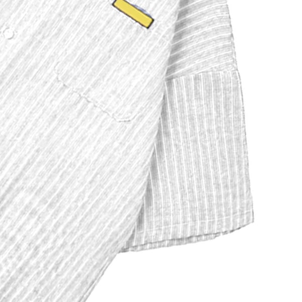 Herrrandig skjorta, trendig, casual, halv ärm, herrskjorta med knappar, vit, L