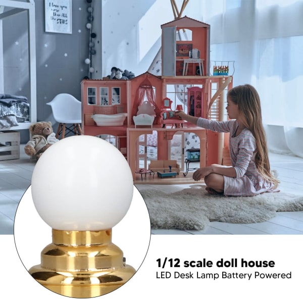 1:12 Dukkehus Miniatyr Taklampe Modell Rund LED Taklampe for Barn Mini Hus Dekorasjon Tilbehør