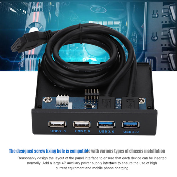 2-ports USB3.0 + 2-ports USB2.0 HUB Utvidelsespanel for Diskettstasjon