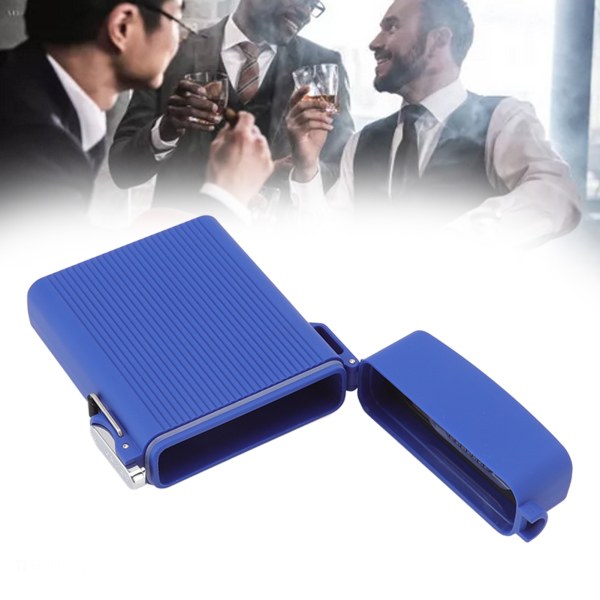 Fullpack 16 case USB uppladdningsbart vindtätt flamlösa cigaretter tändare case Vattentät cigarettlåda med lanyard blå