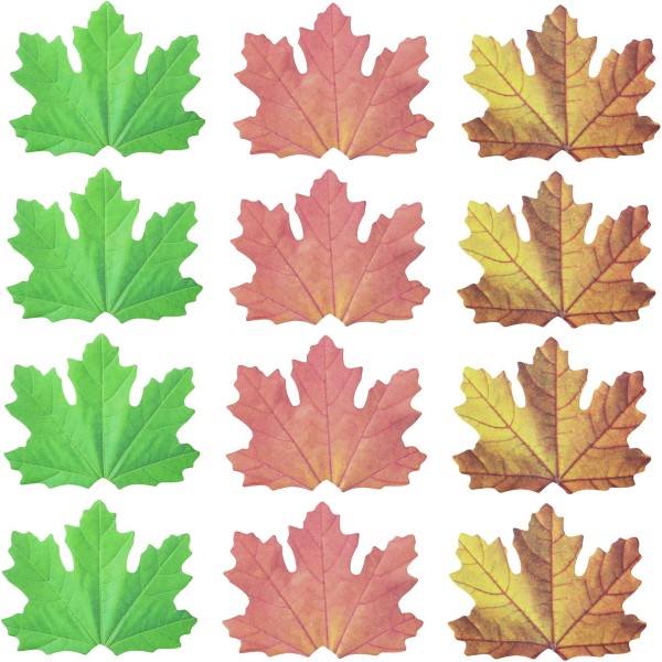 12 st Maple Leaf Sticky Notepads, söta bladformade självhäftande