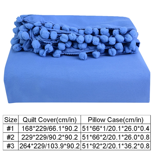 Washed Cotton Duvet Quilt Cover Pillow Case Comfortable Bedding Set Sea Blue Queen