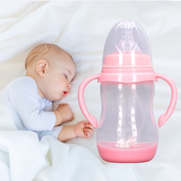 3 st Sippy-flaska 240 ml bredhalsad silikon Ergonomisk spädbarnsflaska med självgrepp för baby nyfödd