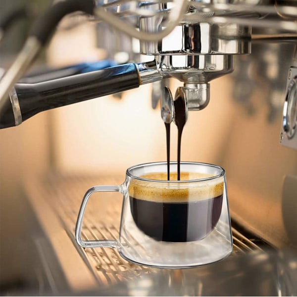 Dobbeltveggede kaffeglass, med håndtak, latte macchiato glasssett