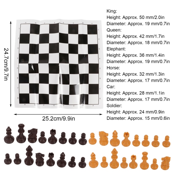 Sjakksett internasjonalt standardsjakkspillsett med sjakkbrett for camping utendørs reiseved