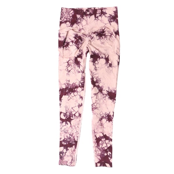 Hög midja yogabyxor för kvinnor Tie Dye Butt Lifting Athletic Workout Tights Leggings Rosa Lila Grå L