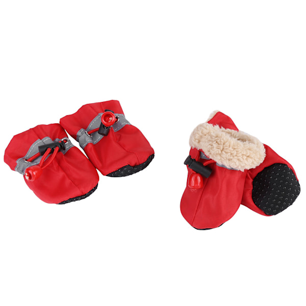 4Pcs/set No Slip Pet Dog Shoes Boots Dog Socks Soft Cotton Padded Red #5