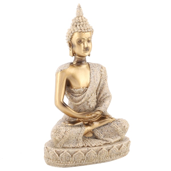 Mediterende Sittende Buddha Statue Skulptur Figur Håndverk for Hjemmedekorasjon Ornament (Gull)