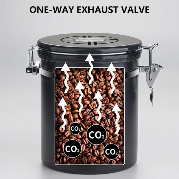 Kaffebehållare - Stort lufttätt kaffe i rostfritt stål