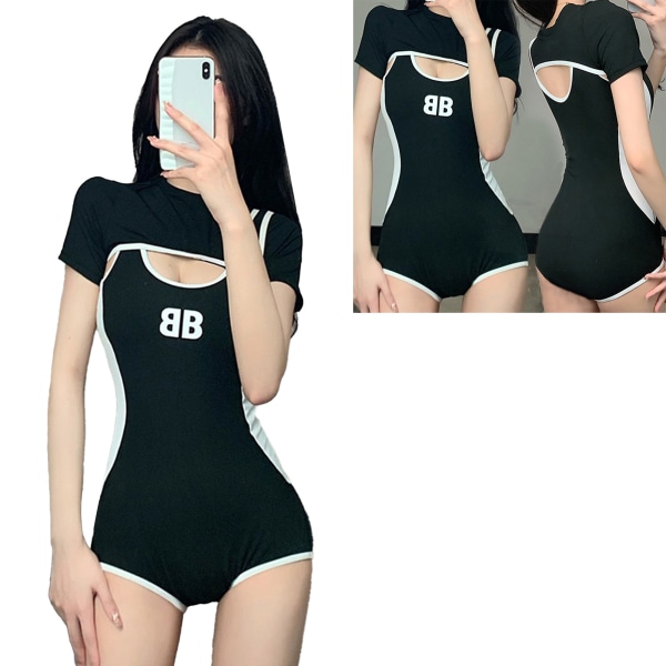 Women One Piece Swimming Suit Soft Skin Friendly Sports Bathsuit for Swimming Beach Parties Tropical Holidays Black XL