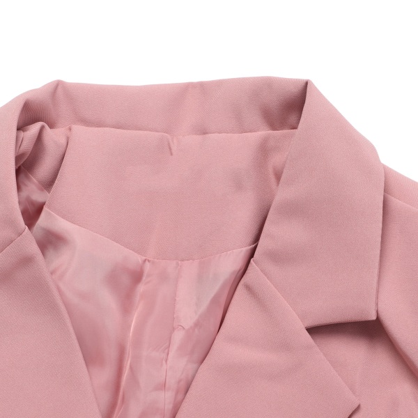 Kvinnors dubbelknäppta kostymrock Fashion enfärgad långärmad kostymjacka Casual topprock för arbete Rosa XL