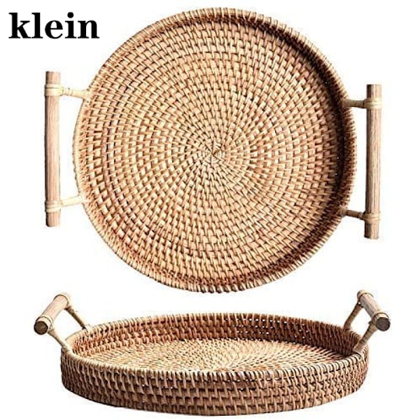 Rattan serving tray with handles Handwoven decoration, for bar parties