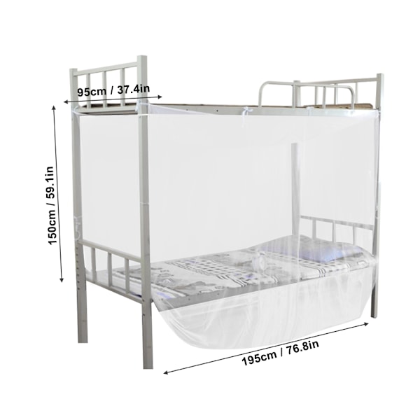 4 Corner Post Bed Canopy Mosquito Net Twin Full Queen Size Netting White(90x190x150cm)