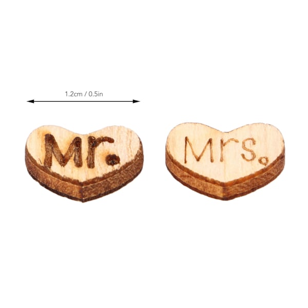 1000 stk. hjerteformet trekonfetti - Godt polert - Deformasjonsbestandig - Mr & Mrs - Bokstaver - Trekonfetti - Dekorasjon