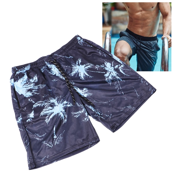 Men Beach Pants Breathable Fast Drying Comfortable Loose 3D Printed Board Shorts for Pool Surfing Blue L