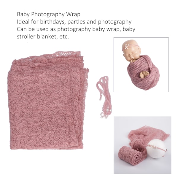 Strækbar Nyfødt Wrap Hovedbånd Sæt Baby Fotografering Svøb Wrap Elastisk Spædbarn Foto Rekvisitter Lilla