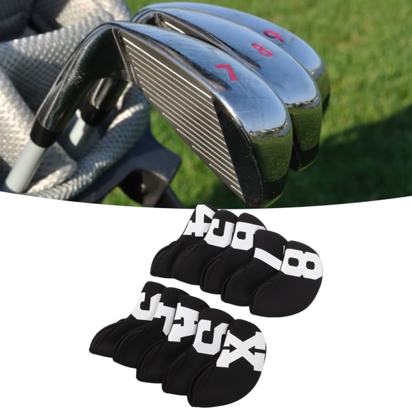 10 st/ set nummer Golf järn cover set neopren golfklubb järn skyddande huvudskydd Vita ord på svart bakgrund