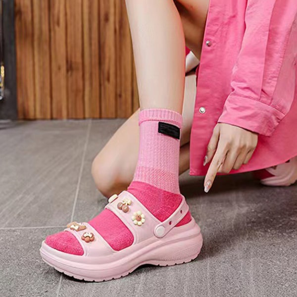 Sommer Kvinder Flade Sandaler Tekstureret Bund Tyk Solet Anti-Slip Fashionable Slipper Sandal Pink 36-37