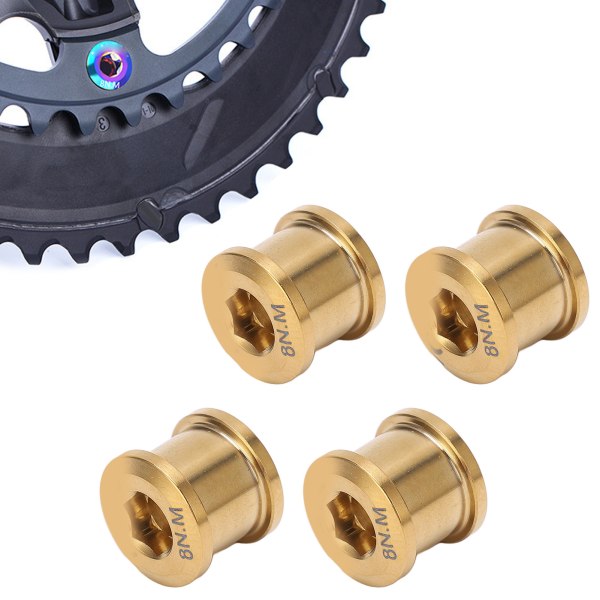 4Pcs Chainwheel Disc Screw Titanium Alloy Single Disc Bike Disc Screw for Mountain Bikes Gold