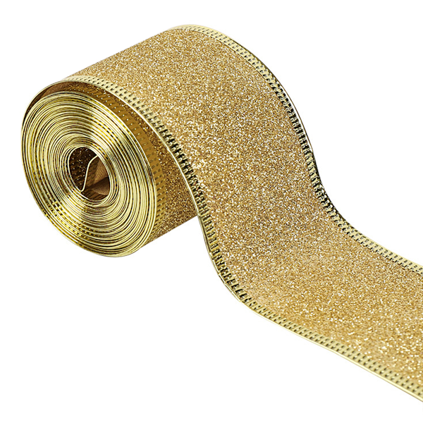 Organza ribbon gold, shimmering, translucent, decoration, for baptism, birthday