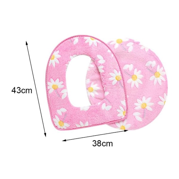 2Pcs/set Soft Coral Fleece Bathroom Toilet Seat Cover Cushion Washable Pad Mat(Pink)