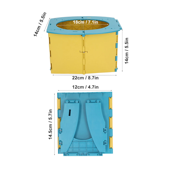 Bærbart Toalett for Småbarn, Sammenleggbart PP Toalett for Camping, Reiser og Langdistanse Kjøring, Blå/Gul